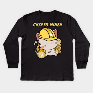 Crypto Miner Tabby Cat Kids Long Sleeve T-Shirt